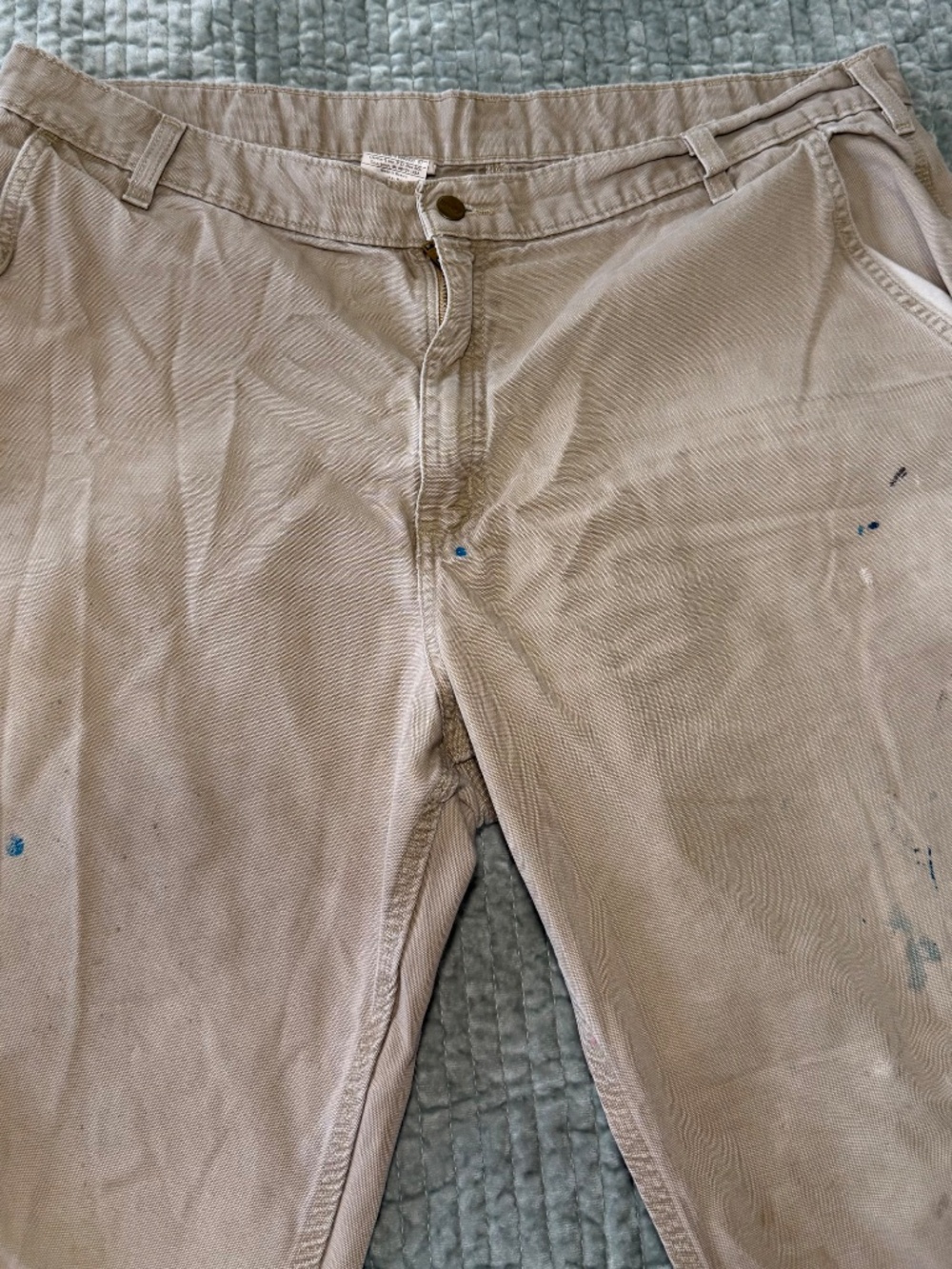 Vintage Carhartt Dungaree Fit Utility Pants Mens 42x34 Khaki B175 - GKH